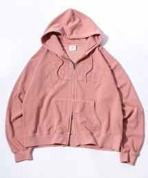 Salong hameu（サロン ハミュー）の「グランジロゴ ウォッシュ加工 ダブルジップ スウェットパーカー/韓国ストリート/ユニセックス（パーカー）」