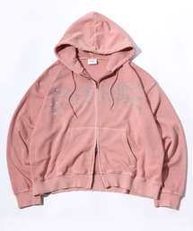 Salong hameu（サロン ハミュー）の「グランジロゴ ウォッシュ加工 ダブルジップ スウェットパーカー/韓国ストリート/ユニセックス（パーカー）」