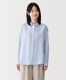 婦人 リネン 洗いざらし レギュラーカラー長袖シャツ