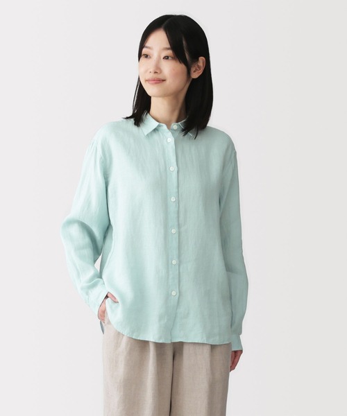 無印良品(ムジルシリョウヒン)の「婦人 リネン 洗いざらし レギュラーカラー長袖シャツ(シャツ/ブラウス・レディース・ホワイト系1/ライトブルー/ライトオレンジ系/サックスブルー系/ライトグリーン/ホワイト/チャコールグレー・XL/L/M/S)」の5枚目の写真