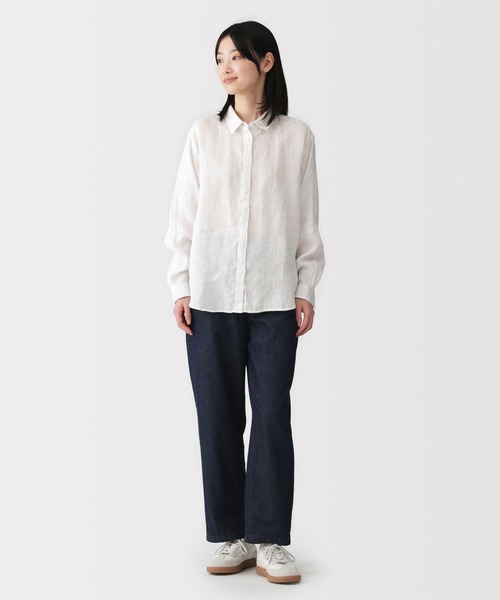無印良品(ムジルシリョウヒン)の「婦人 リネン 洗いざらし レギュラーカラー長袖シャツ(シャツ/ブラウス・レディース・ホワイト系1/ライトブルー/ライトオレンジ系/サックスブルー系/ライトグリーン/ホワイト/チャコールグレー・XL/L/M/S)」の12枚目の写真