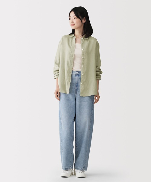 無印良品(ムジルシリョウヒン)の「婦人 リネン 洗いざらし レギュラーカラー長袖シャツ(シャツ/ブラウス・レディース・ホワイト系1/ライトブルー/ライトオレンジ系/サックスブルー系/ライトグリーン/ホワイト/チャコールグレー・XL/L/M/S)」の22枚目の写真
