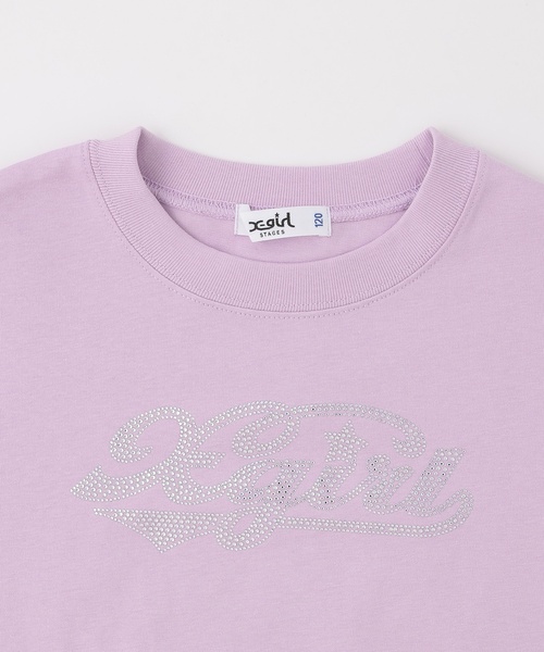 X-girl Stages（エックスガールステージス）の「ラインストーンロゴ 半袖Tシャツ（Tシャツ/カットソー・キッズ・ラベンダー/ブラック・90cm/100cm/110cm/120cm/130cm/140cm）」の4枚目の写真