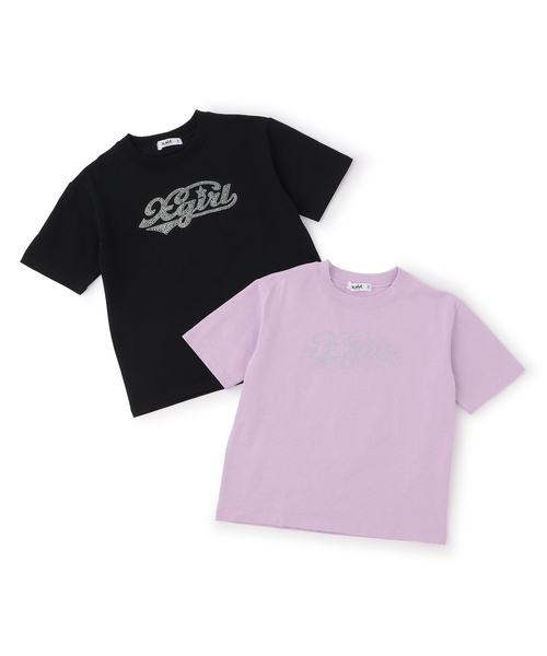 X-girl Stages（エックスガールステージス）の「ラインストーンロゴ 半袖Tシャツ（Tシャツ/カットソー・キッズ・ラベンダー/ブラック・90cm/100cm/110cm/120cm/130cm/140cm）」の9枚目の写真