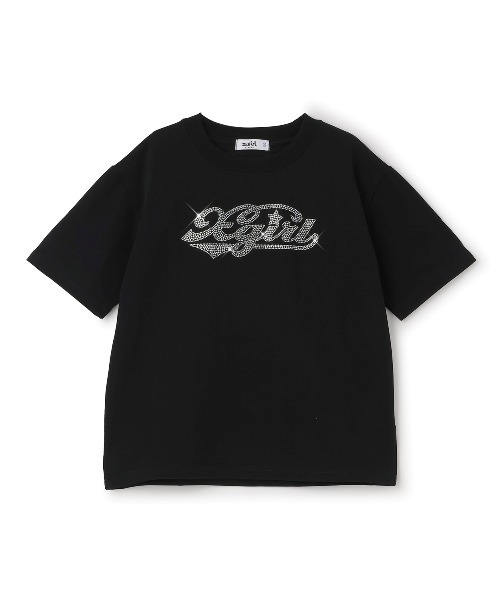 X-girl Stages（エックスガールステージス）の「ラインストーンロゴ 半袖Tシャツ（Tシャツ/カットソー・キッズ・ラベンダー/ブラック・90cm/100cm/110cm/120cm/130cm/140cm）」の2枚目の写真