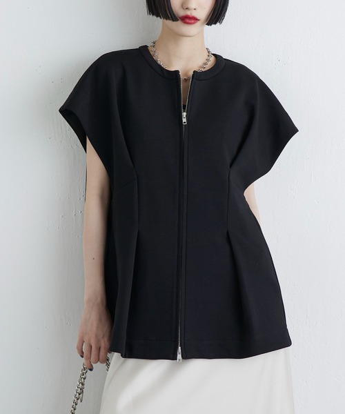Lui's(ルイス)の「ウエストシェイプZIPトップス(Tシャツ/カットソー・レディース・ブラック/チャコールグレー/オフホワイト・FREE)」の1枚目の写真