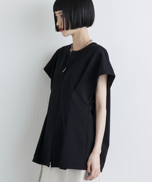 Lui's(ルイス)の「ウエストシェイプZIPトップス(Tシャツ/カットソー・レディース・ブラック/チャコールグレー/オフホワイト・FREE)」の5枚目の写真