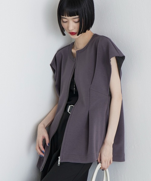 Lui's(ルイス)の「ウエストシェイプZIPトップス(Tシャツ/カットソー・レディース・ブラック/チャコールグレー/オフホワイト・FREE)」の11枚目の写真