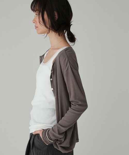 BABYLONE（バビロン）の「チュールリブタンクトップ（タンクトップ・レディース・グレイッシュベージュ/ホワイト/チャコール・フリー）」の6枚目の写真