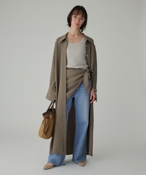 BABYLONE（バビロン）の「チュールリブタンクトップ（タンクトップ・レディース・グレイッシュベージュ/ホワイト/チャコール・フリー）」の9枚目の写真