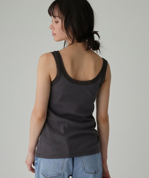 BABYLONE（バビロン）の「チュールリブタンクトップ（タンクトップ・レディース・グレイッシュベージュ/ホワイト/チャコール・フリー）」の11枚目の写真