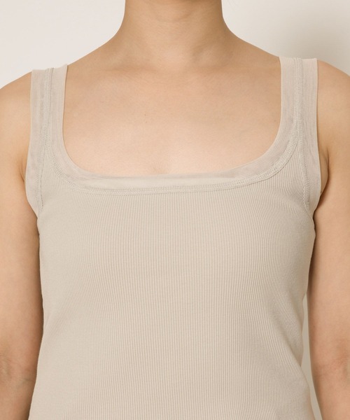 BABYLONE（バビロン）の「チュールリブタンクトップ（タンクトップ・レディース・グレイッシュベージュ/ホワイト/チャコール・フリー）」の18枚目の写真