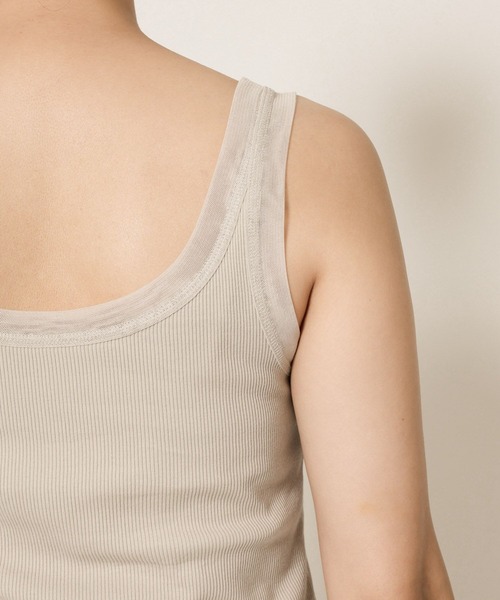 BABYLONE（バビロン）の「チュールリブタンクトップ（タンクトップ・レディース・グレイッシュベージュ/ホワイト/チャコール・フリー）」の19枚目の写真