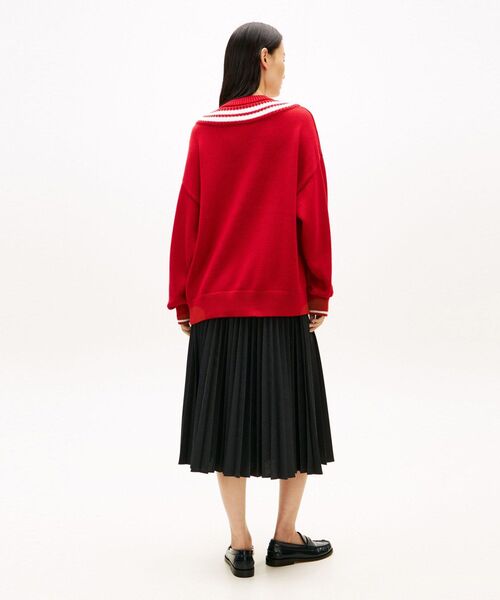 TOMMY HILFIGER（トミーヒルフィガー）の「バーシティクリケットクルーネックロングスリーブセーター（ニット/セーター・レディース・レッド・XX-SMALL）」の4枚目の写真