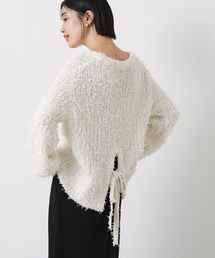 チュールメッシュバックリボンニット