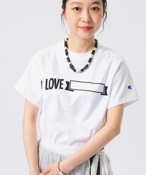 Champion(チャンピオン)の「【別注】Champion / プリント Tシャツ(Tシャツ/カットソー・レディース・ブルー/ブラック/ホワイト・X-SMALL/SMALL)」の1枚目の写真