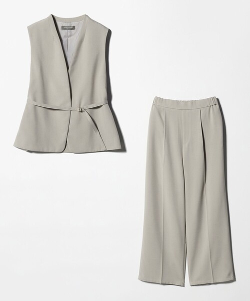 A DAY IN THE LIFE UNITED ARROWS(アデイインザライフユナイテッドアローズ)の「ベルトベスト+ワイドパンツ ‐ウォッシャブル‐<A DAY IN THE LIFE>(スラックス・レディース・ベージュ/ネイビー/グレー系・FREE)」の3枚目の写真