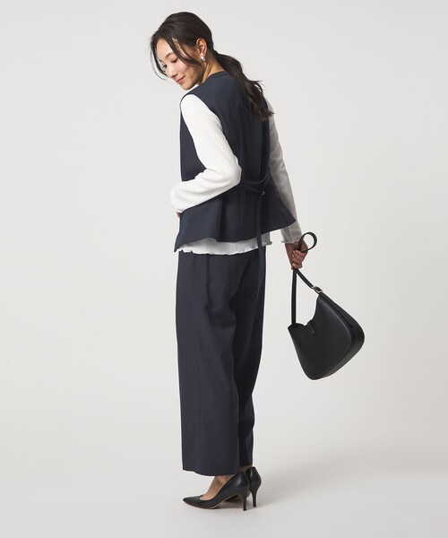 UNITED ARROWS ネイビー ベスト M(38) セール】ベルトベスト＋ワイドパンツ ‐ウォッシャブル‐＜A DAY IN THE