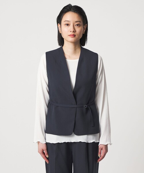 A DAY IN THE LIFE UNITED ARROWS(アデイインザライフユナイテッドアローズ)の「ベルトベスト+ワイドパンツ ‐ウォッシャブル‐<A DAY IN THE LIFE>(スラックス・レディース・ベージュ/ネイビー/グレー系・FREE)」の6枚目の写真