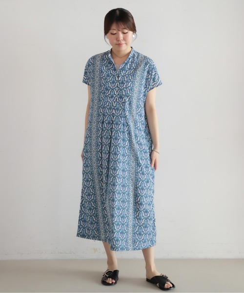モロッコタイルプリント タックワンピース | NOMBRE IMPAIR