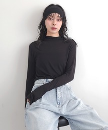ハイネックシアーメロートップス