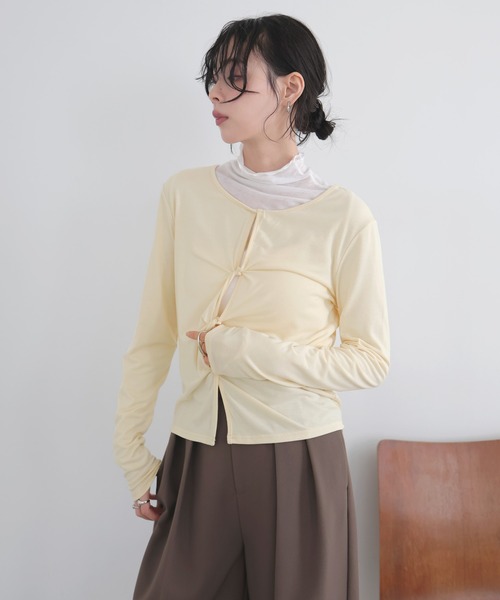 LIAN(リアン)の「ハイネックシアーメロートップス(Tシャツ/カットソー・レディース・イエロー/グレー/オフホワイト/ブラック・FREE)」の16枚目の写真