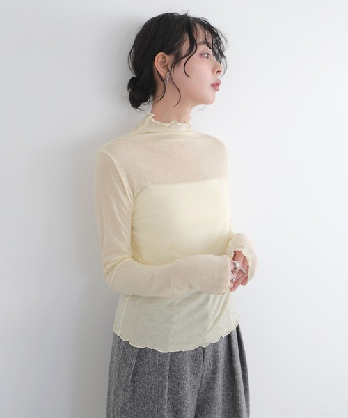 LIAN(リアン)の「ハイネックシアーメロートップス(Tシャツ/カットソー・レディース・イエロー/グレー/オフホワイト/ブラック・FREE)」の19枚目の写真