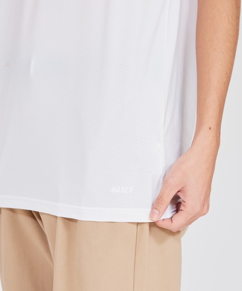 HANES(ヘインズ)の「【Hanes/ヘインズ】メンズ Hanes MOVES ナイロンメッシュ クルーネックTシャツ(Tシャツ/カットソー・メンズ・ブラック/ホワイト・M/LL/L)」の6枚目の写真
