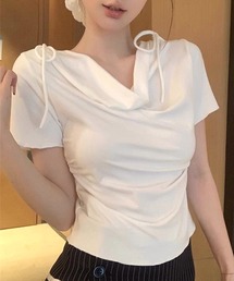 サイドギャザードレープメローTシャツ