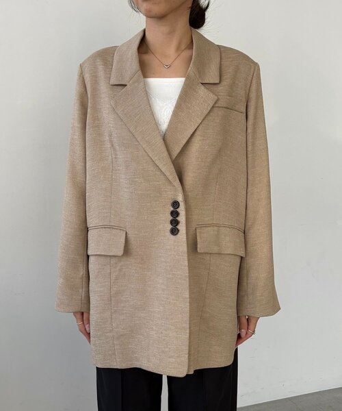 CAPRICIEUX LE'MAGE（カプリシューレマージュ）の「【サイズ展開あり】〈C.L〉リネンタッチテーラードジャケット（テーラードジャケット・レディース・ブラック/ベージュ・36/38）」の5枚目の写真