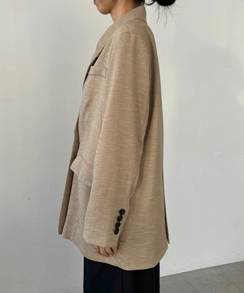 CAPRICIEUX LE'MAGE（カプリシューレマージュ）の「【サイズ展開あり】〈C.L〉リネンタッチテーラードジャケット（テーラードジャケット・レディース・ブラック/ベージュ・36/38）」の6枚目の写真