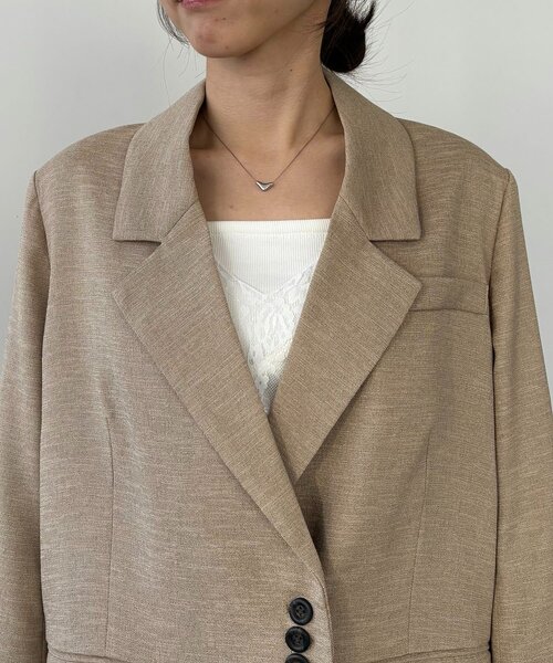 CAPRICIEUX LE'MAGE（カプリシューレマージュ）の「【サイズ展開あり】〈C.L〉リネンタッチテーラードジャケット（テーラードジャケット・レディース・ブラック/ベージュ・36/38）」の8枚目の写真