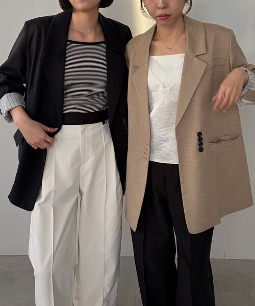 CAPRICIEUX LE'MAGE（カプリシューレマージュ）の「【サイズ展開あり】〈C.L〉リネンタッチテーラードジャケット（テーラードジャケット・レディース・ブラック/ベージュ・36/38）」の13枚目の写真