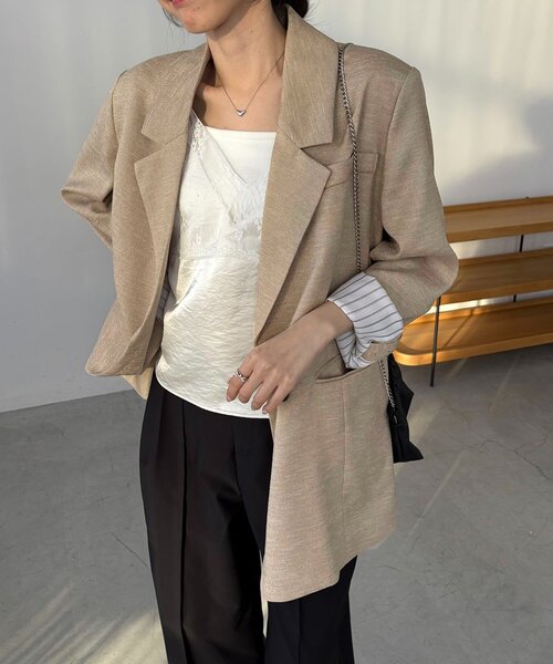 CAPRICIEUX LE'MAGE（カプリシューレマージュ）の「【サイズ展開あり】〈C.L〉リネンタッチテーラードジャケット（テーラードジャケット・レディース・ブラック/ベージュ・36/38）」の14枚目の写真