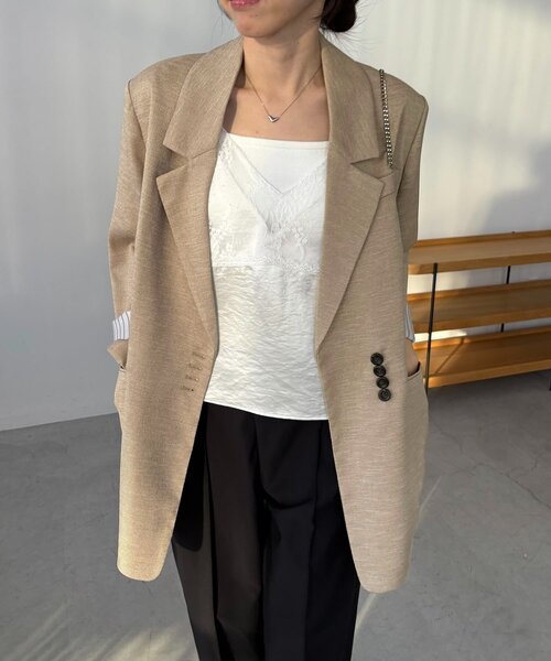 CAPRICIEUX LE'MAGE（カプリシューレマージュ）の「【サイズ展開あり】〈C.L〉リネンタッチテーラードジャケット（テーラードジャケット・レディース・ブラック/ベージュ・36/38）」の15枚目の写真