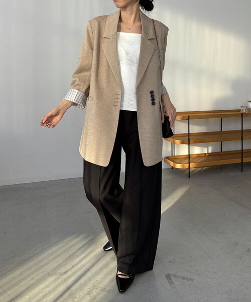 CAPRICIEUX LE'MAGE（カプリシューレマージュ）の「【サイズ展開あり】〈C.L〉リネンタッチテーラードジャケット（テーラードジャケット・レディース・ブラック/ベージュ・36/38）」の17枚目の写真