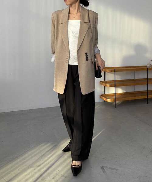 CAPRICIEUX LE'MAGE（カプリシューレマージュ）の「【サイズ展開あり】〈C.L〉リネンタッチテーラードジャケット（テーラードジャケット・レディース・ブラック/ベージュ・36/38）」の18枚目の写真