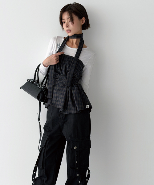 THE GREEN LAB（ザグリーンラボ）の「ベルト付きミニバゲットバッグ [ブラック]（ショルダーバッグ・レディース・その他・FREE）」の2枚目の写真