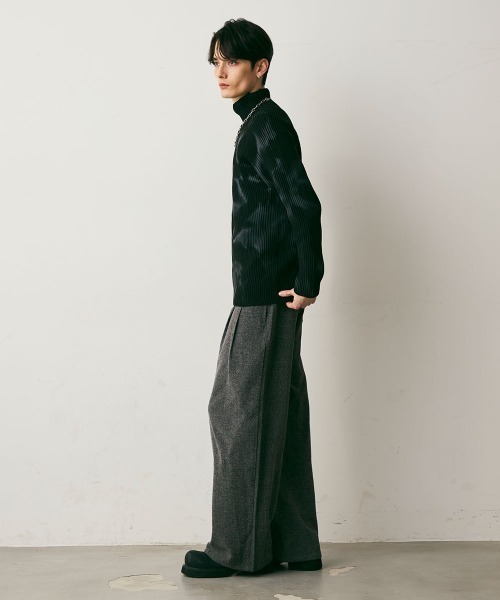 Shoowtime（ショウタイム）の「Tuck Drape Wide Slacks / タック ドレープワイドスラックス（スラックス・メンズ・アイボリー/チャコールグレー・X-LARGE/LARGE/MEDIUM）」の12枚目の写真