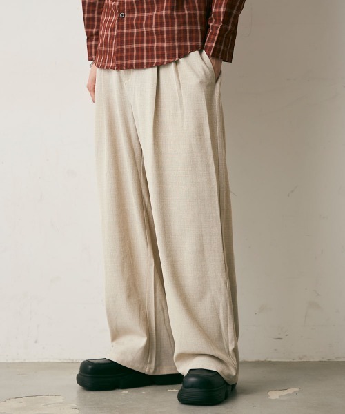 Shoowtime（ショウタイム）の「Tuck Drape Wide Slacks / タック ドレープワイドスラックス（スラックス・メンズ・アイボリー/チャコールグレー・X-LARGE/LARGE/MEDIUM）」の16枚目の写真