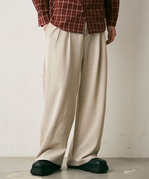 Shoowtime（ショウタイム）の「Tuck Drape Wide Slacks / タック ドレープワイドスラックス（スラックス・メンズ・アイボリー/チャコールグレー・X-LARGE/LARGE/MEDIUM）」の18枚目の写真