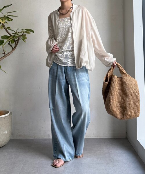 DouDou（ドゥドゥ）の「シアーブルゾン（その他アウター・レディース・ベージュ/ホワイト系その他/ブラウン・FREE）」の15枚目の写真