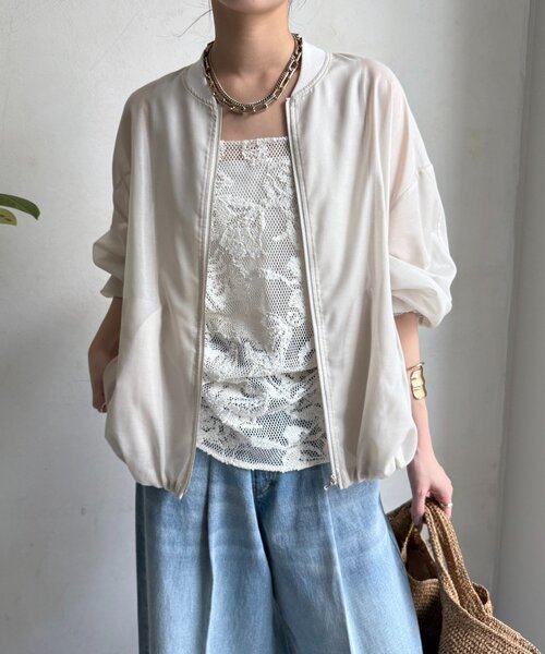 DouDou（ドゥドゥ）の「シアーブルゾン（その他アウター・レディース・ベージュ/ホワイト系その他/ブラウン・FREE）」の21枚目の写真