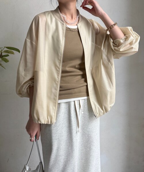 DouDou（ドゥドゥ）の「シアーブルゾン（その他アウター・レディース・ベージュ/ホワイト系その他/ブラウン・FREE）」の9枚目の写真