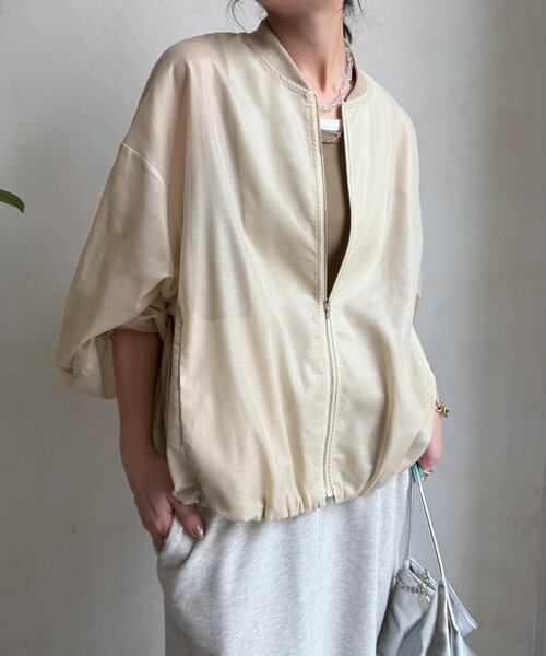 DouDou（ドゥドゥ）の「シアーブルゾン（その他アウター・レディース・ベージュ/ホワイト系その他/ブラウン・FREE）」の10枚目の写真