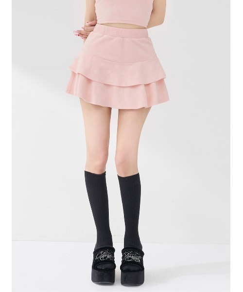 Darich（ダーリッチ）の「シグネチャーDRベロアミニスカート（スカート・レディース・ホワイト/ベビーピンク/サックスブルー/ブラック・FREE）」の4枚目の写真