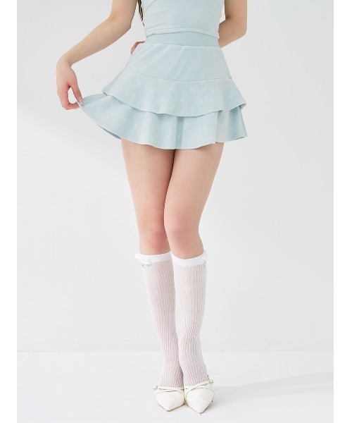 Darich（ダーリッチ）の「シグネチャーDRベロアミニスカート（スカート・レディース・ホワイト/ベビーピンク/サックスブルー/ブラック・FREE）」の3枚目の写真