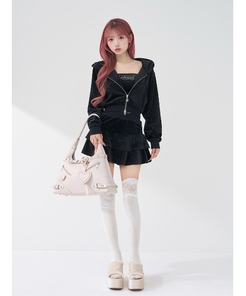 Darich（ダーリッチ）の「シグネチャーDRベロアミニスカート（スカート・レディース・ホワイト/ベビーピンク/サックスブルー/ブラック・FREE）」の8枚目の写真