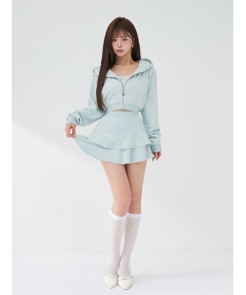 Darich（ダーリッチ）の「シグネチャーDRベロアミニスカート（スカート・レディース・ホワイト/ベビーピンク/サックスブルー/ブラック・FREE）」の12枚目の写真