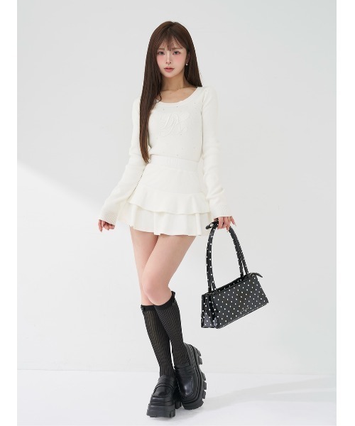 Darich（ダーリッチ）の「シグネチャーDRベロアミニスカート（スカート・レディース・ホワイト/ベビーピンク/サックスブルー/ブラック・FREE）」の14枚目の写真